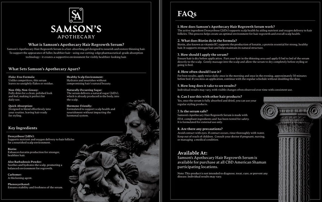 Samson's Hair Regrowth Serum 2dDr 1% Formula – 30mL | Samson's Apothecary