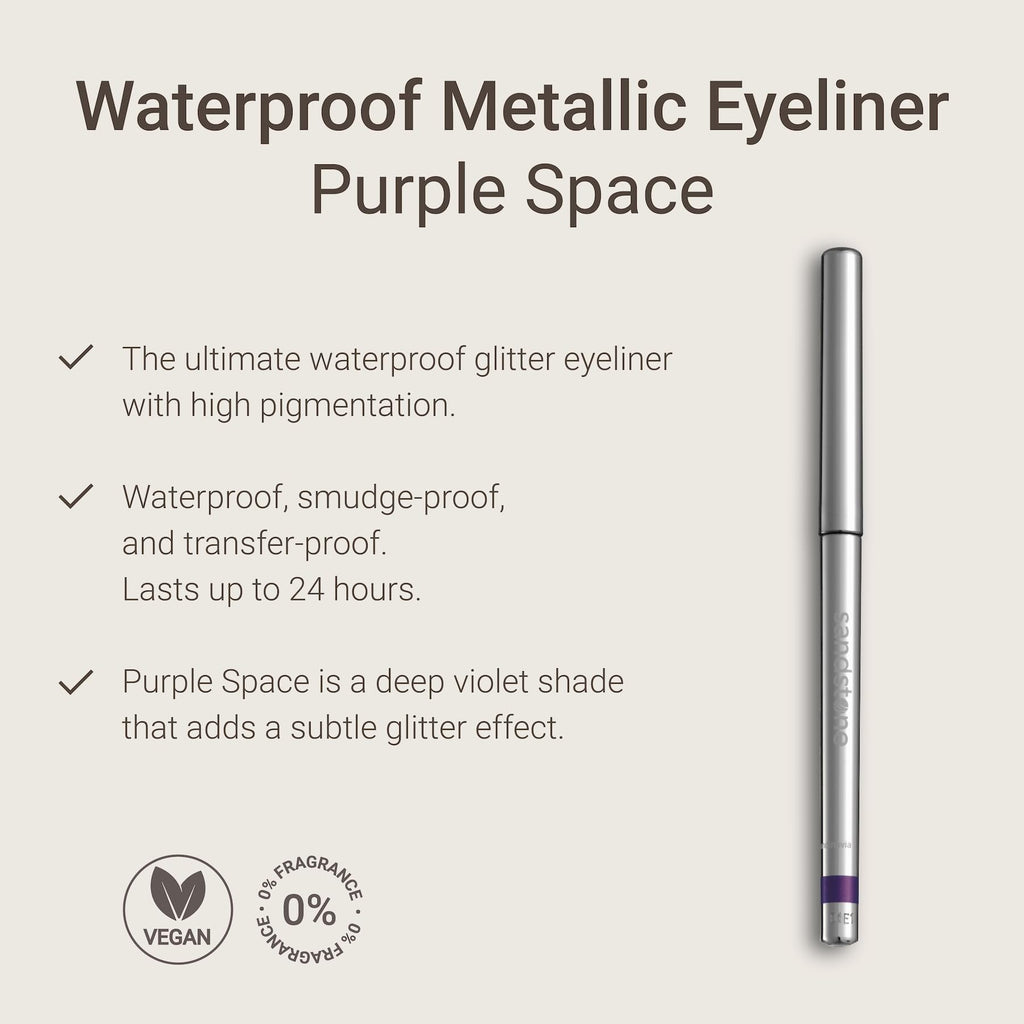 Sandstone Scandinavia Hypoallergenic Waterproof Eyeliner – Fragrance-Free Metallic Purple Space | Vegan & Cruelty-Free