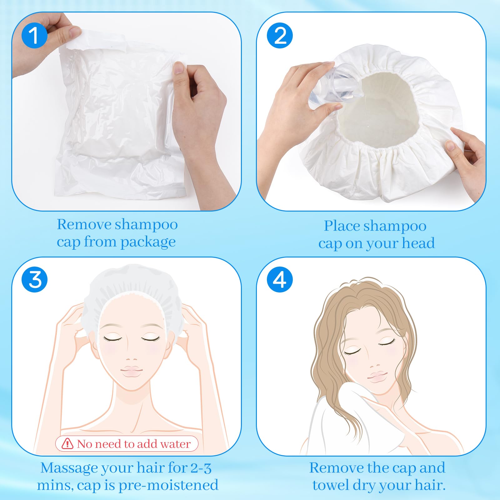SANPUK Shampoo Cap 12 Pack – No-Rinse, Waterless Hair Care for Adults, Bedridden & Seniors
