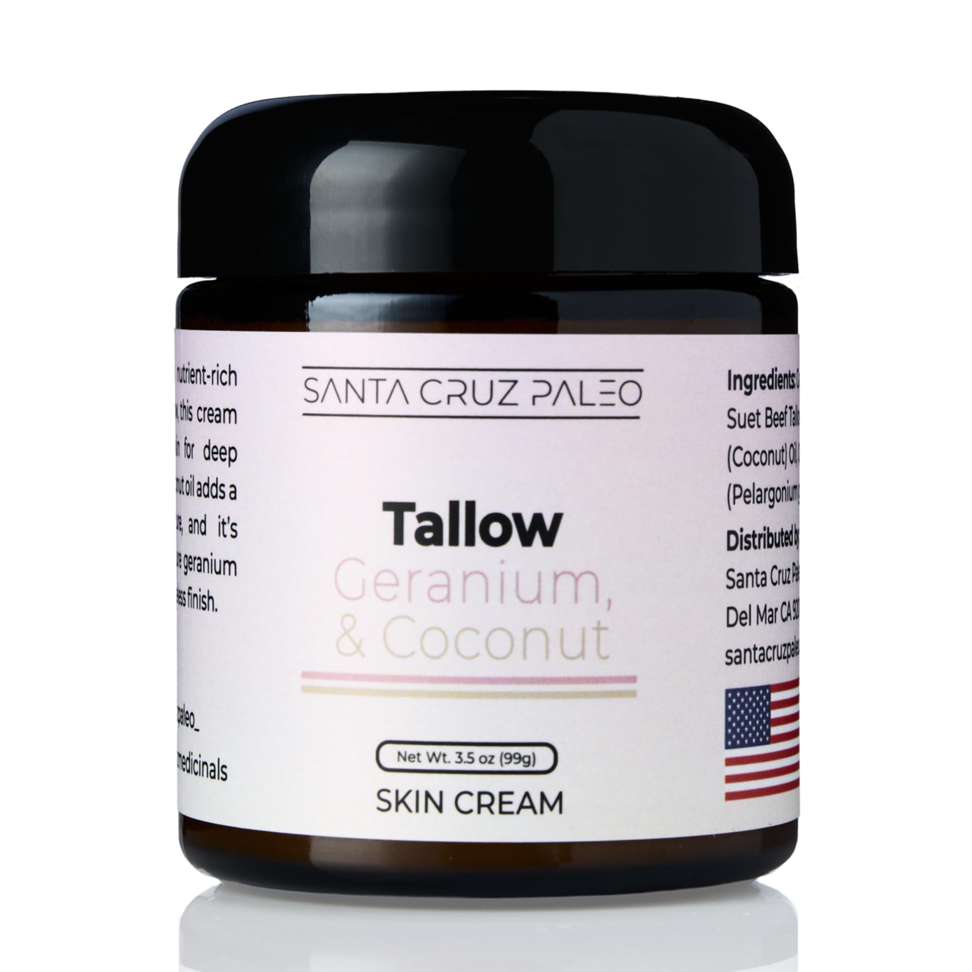 Santa Cruz Paleo Geranium & Coconut Moisturizer — Grassfed Beef Tallow Skincare