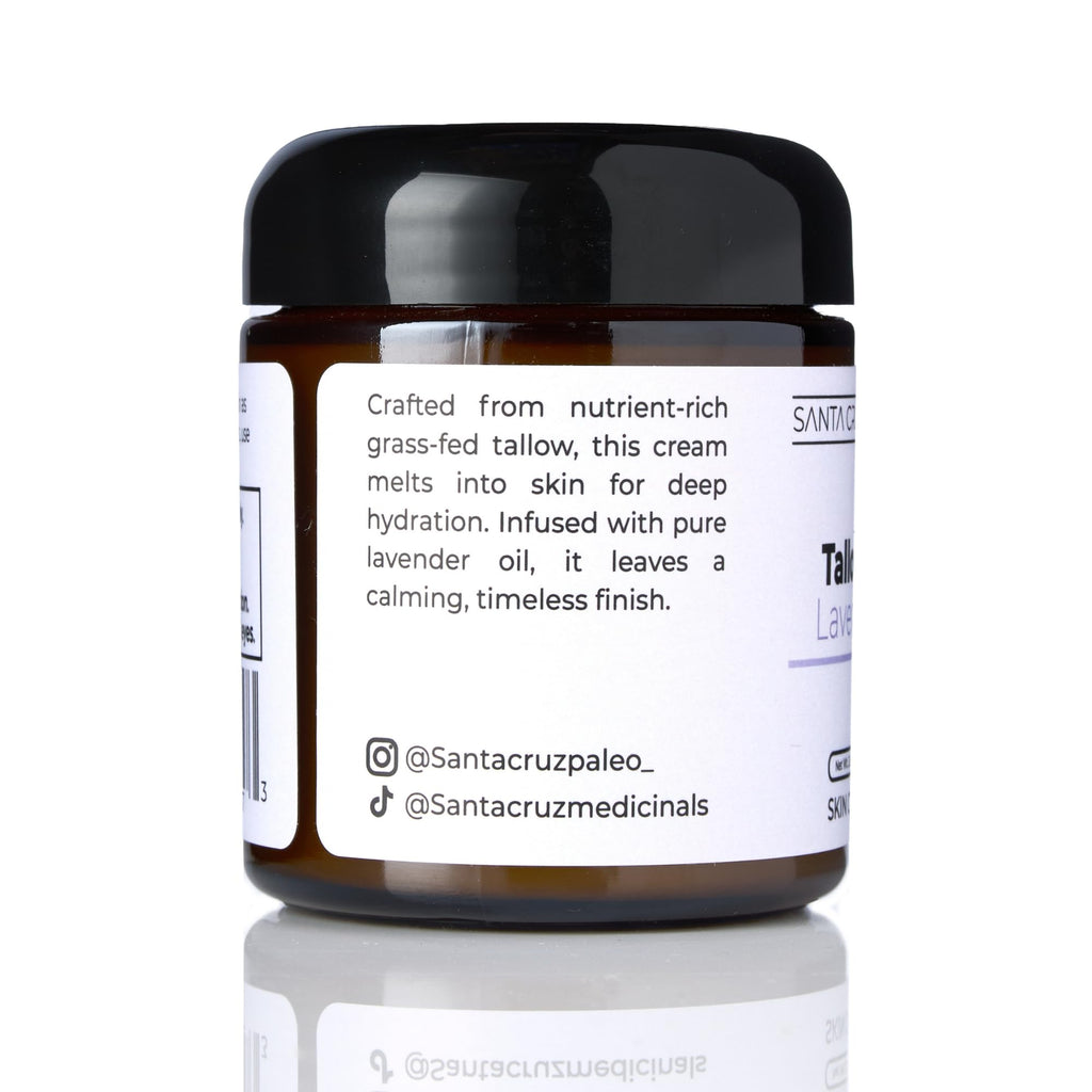 Santa Cruz Paleo Lavender Beef Tallow Moisturizer – Organic, Grass-Fed, Non-Comedogenic, 3.5 oz