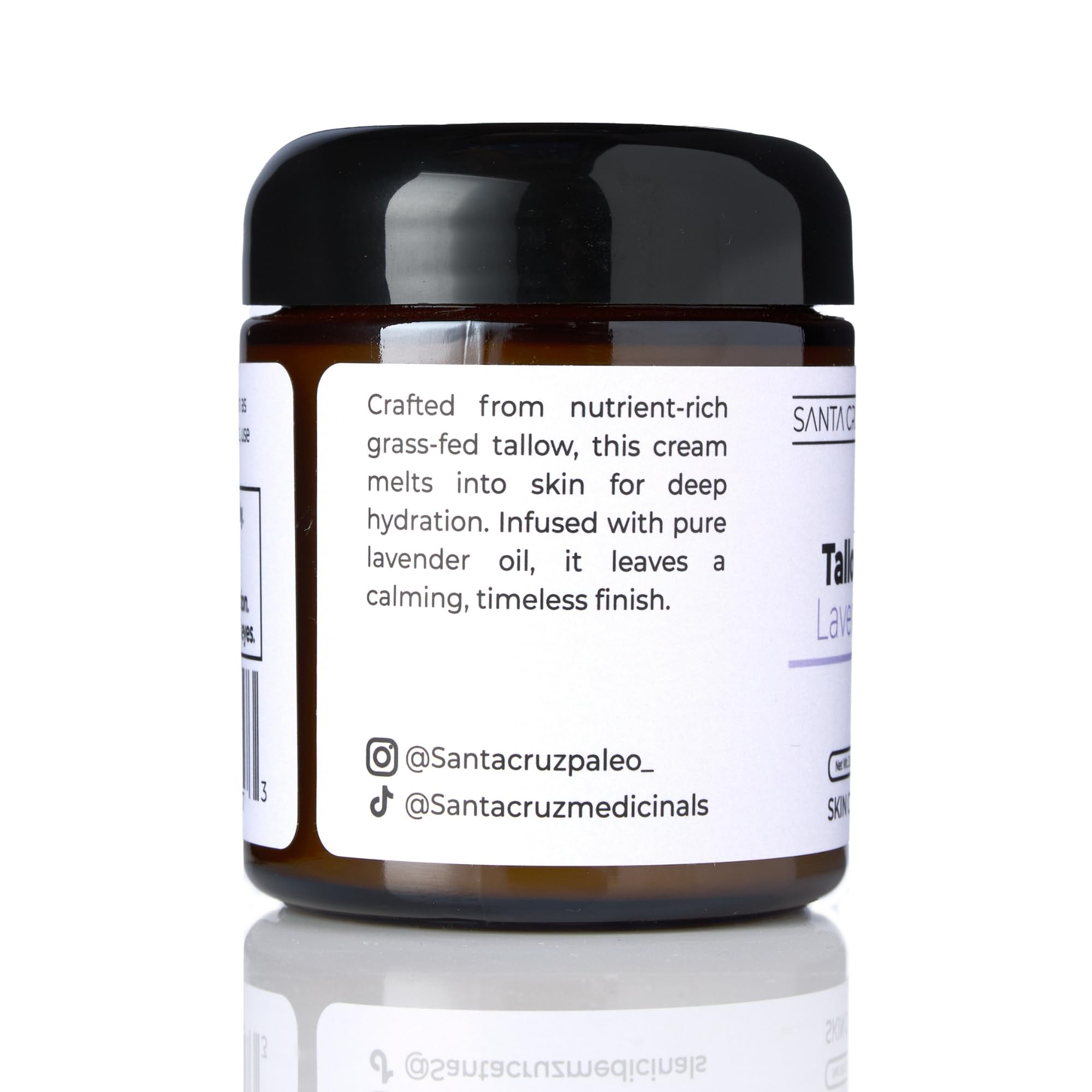 Santa Cruz Paleo Lavender Beef Tallow Moisturizer – Organic, Grass-Fed, Non-Comedogenic, 3.5 oz