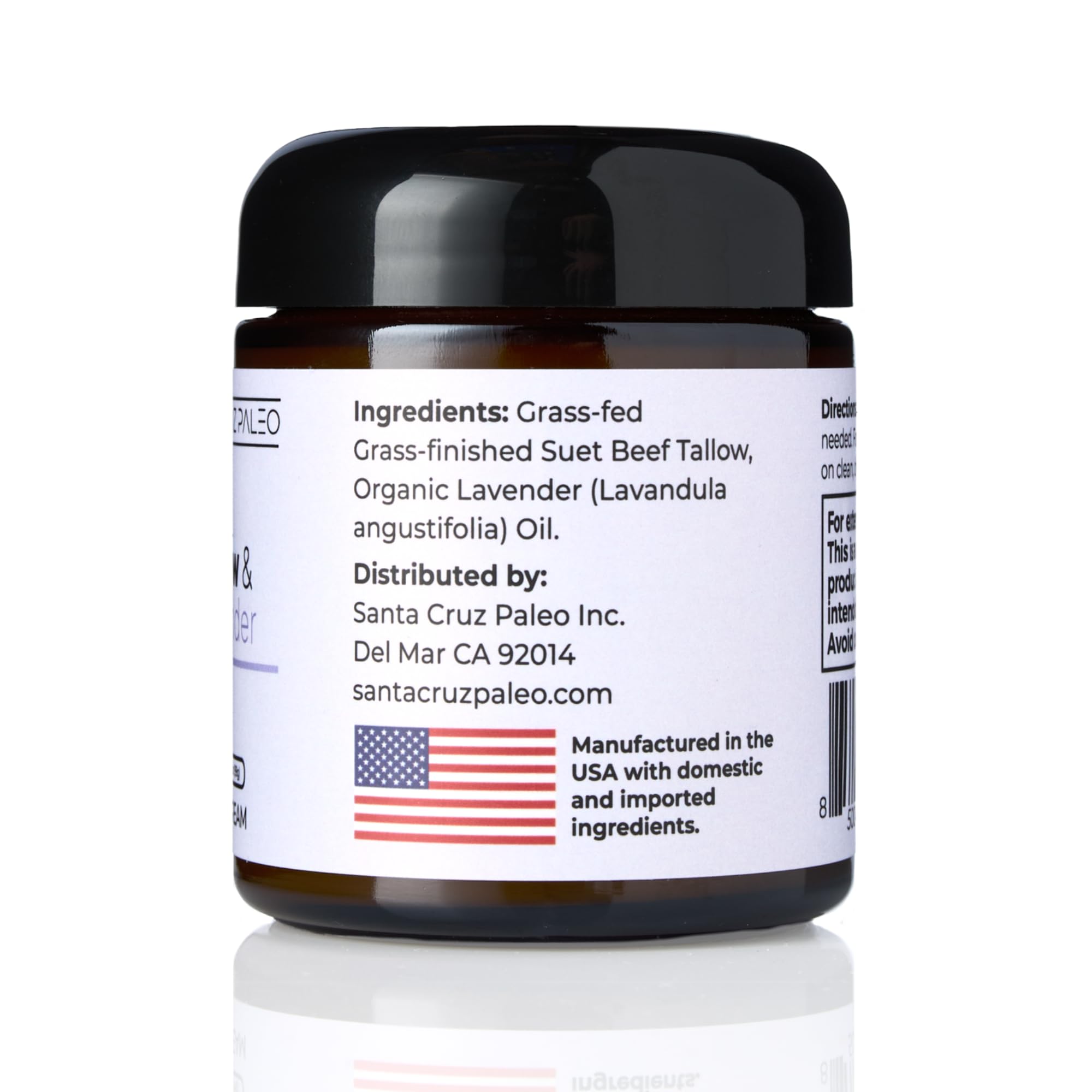 Santa Cruz Paleo Lavender Beef Tallow Moisturizer – Organic, Grass-Fed, Non-Comedogenic, 3.5 oz