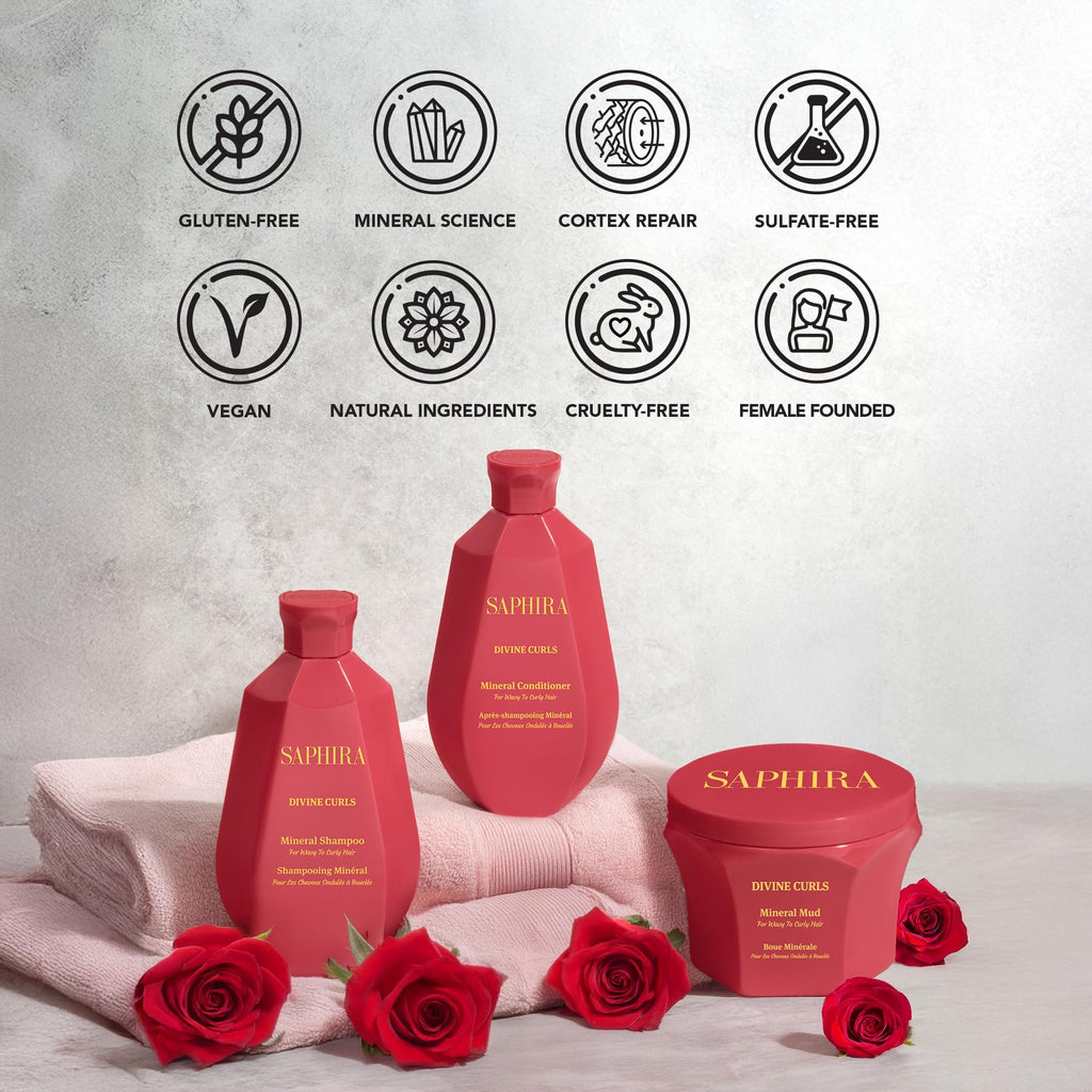 Saphira Divine Curls Kit – Shampoo, Mud, and Curl Cream for Curly Hair