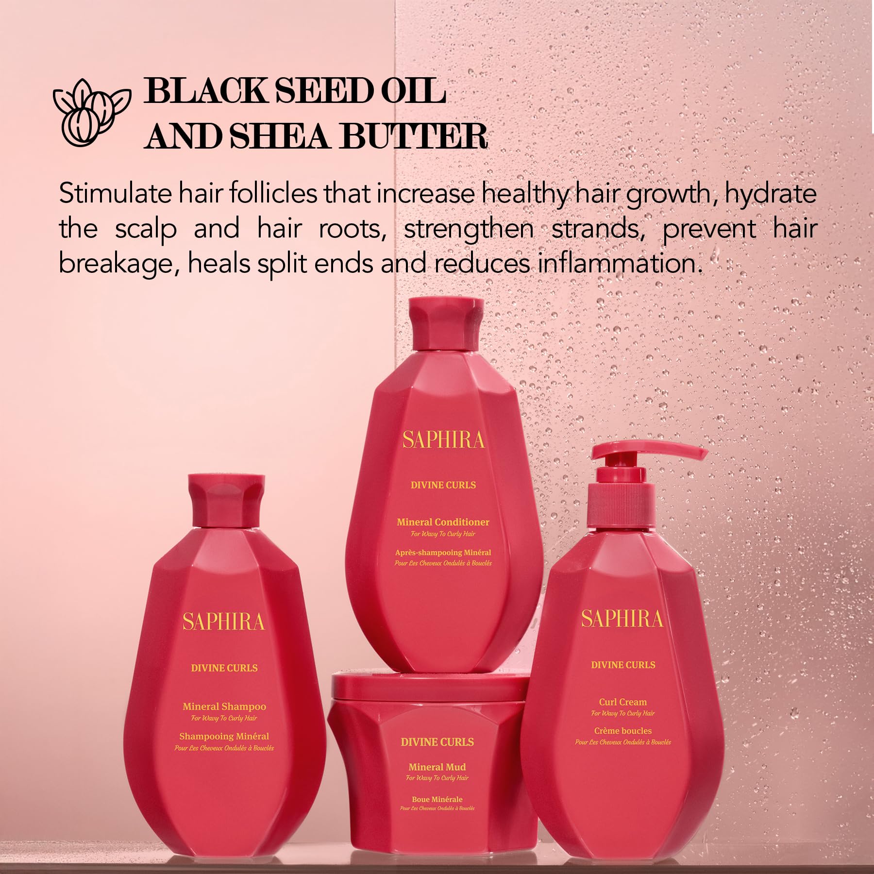 Saphira Divine Curls Shampoo – 8.5oz (250ml) for Defined, Soft Curls