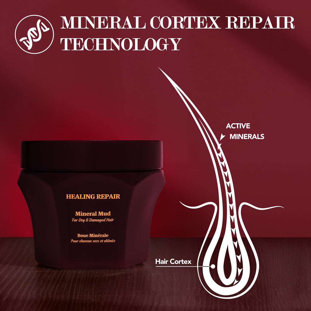 Saphira Healing Repair Mineral Mud 17oz / 500ml – Deep Conditioning Hair Mask with Zinc & Selenium