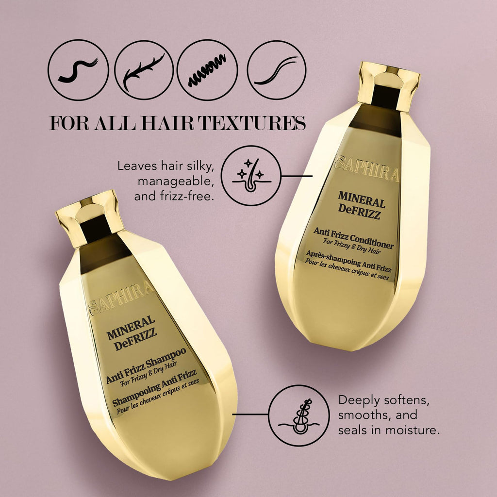Saphira Mineral DeFrizz Anti Frizz Shampoo & Conditioner Duo – 8.5oz / 250ml