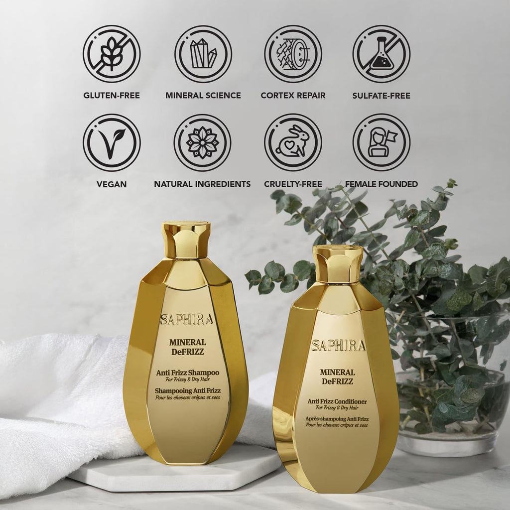Saphira Mineral DeFrizz Anti Frizz Shampoo & Conditioner Duo – 8.5oz / 250ml