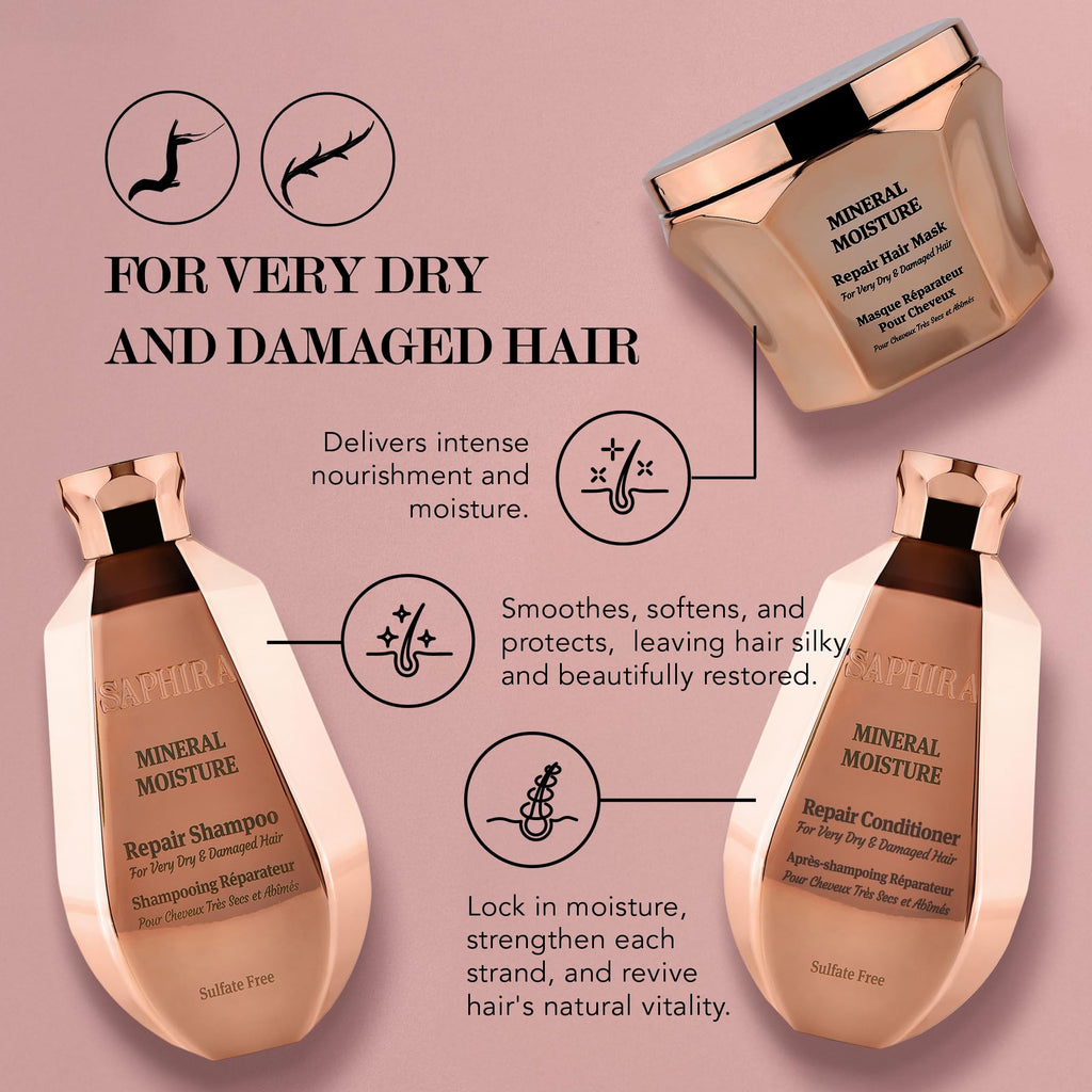 Saphira Mineral Moisture Kit – Shampoo, Conditioner & Hair Mask