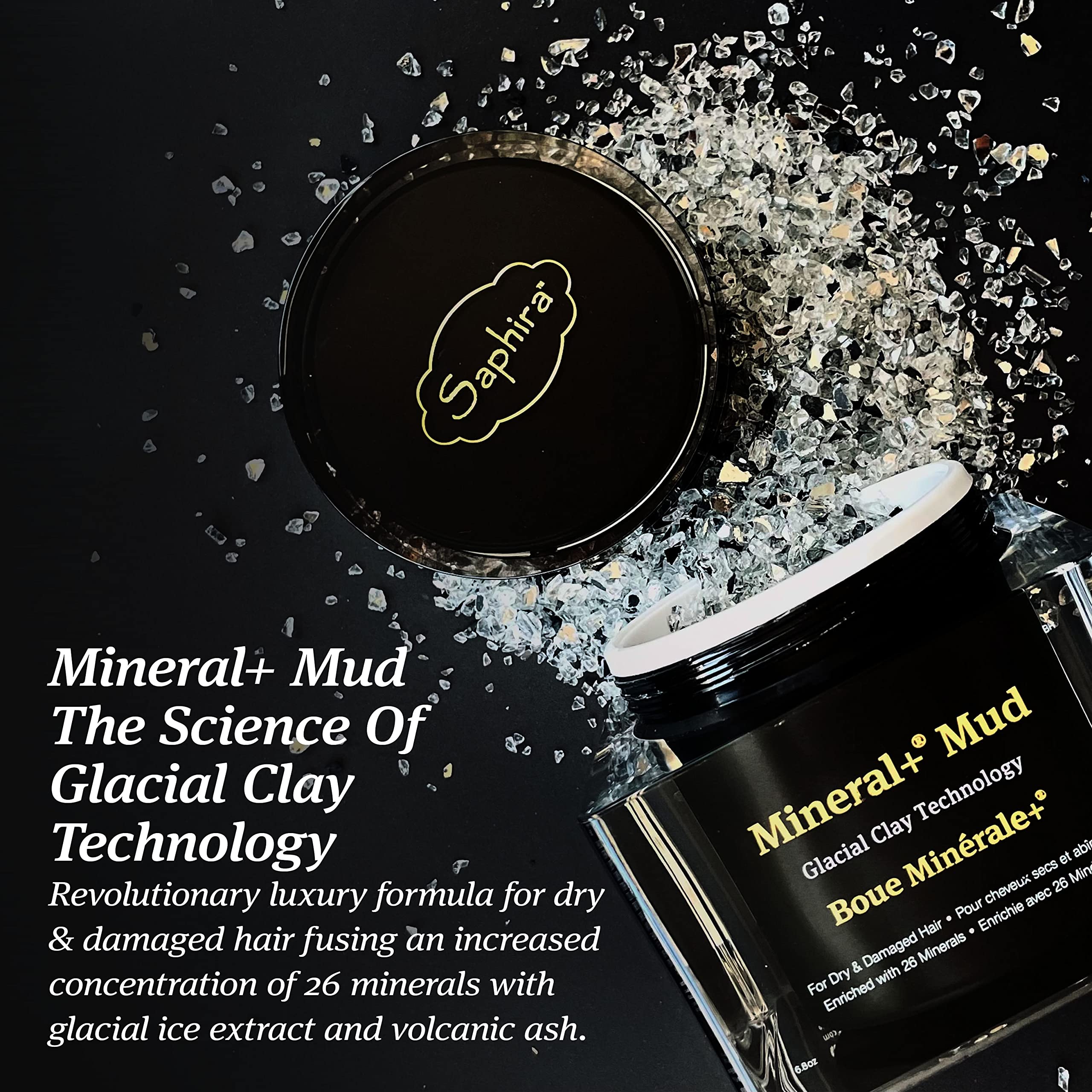 Saphira Mineral+ Mud Hair Mask – Glacial Clay Technology for Dry & Damaged Hair, Sulfate-Free, 6.8 oz