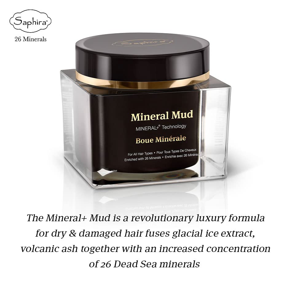 Saphira Mineral+ Mud Hair Mask – Glacial Clay Technology for Dry & Damaged Hair, Sulfate-Free, 6.8 oz