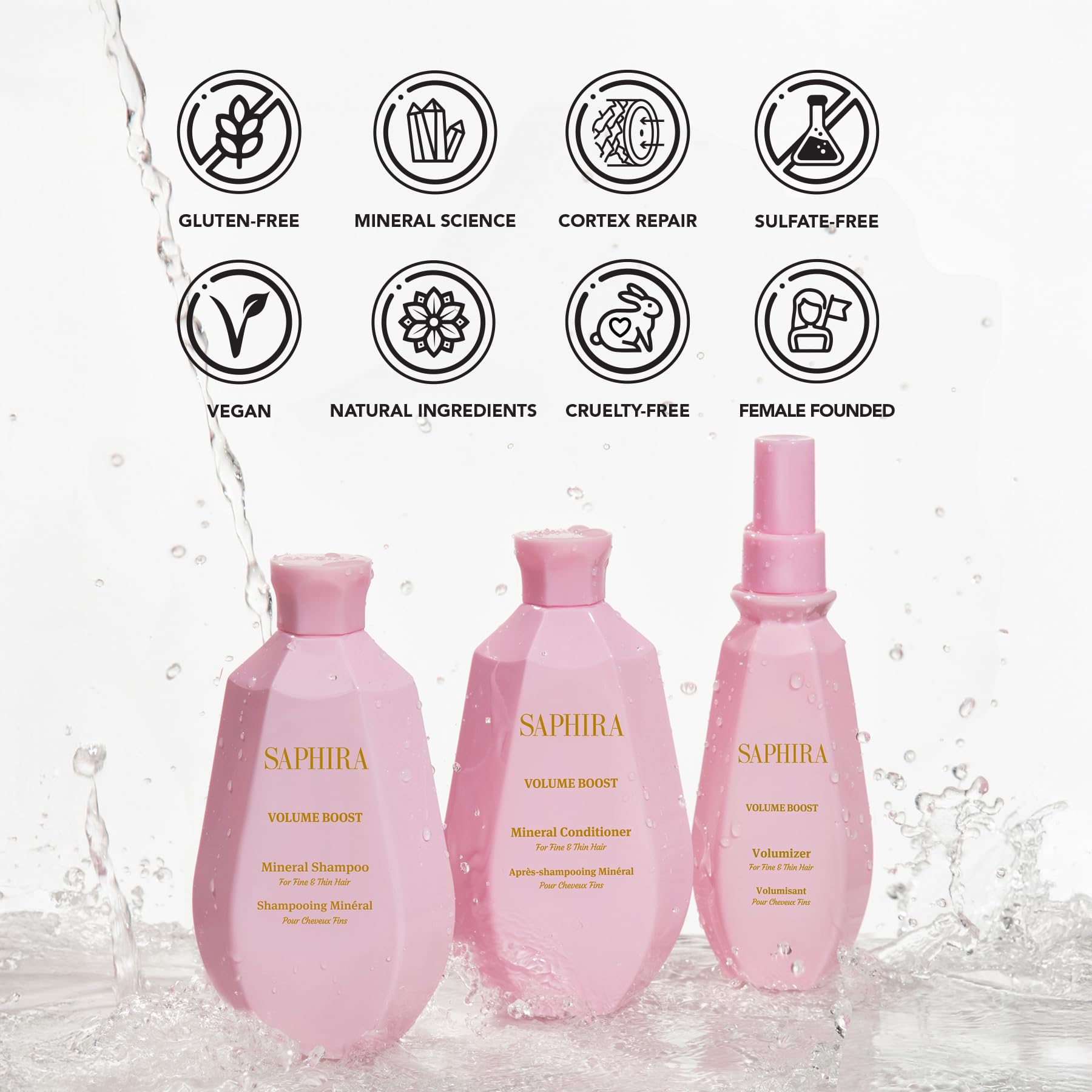 Saphira Volume Boost Kit — Shampoo, Conditioner & Volumizer