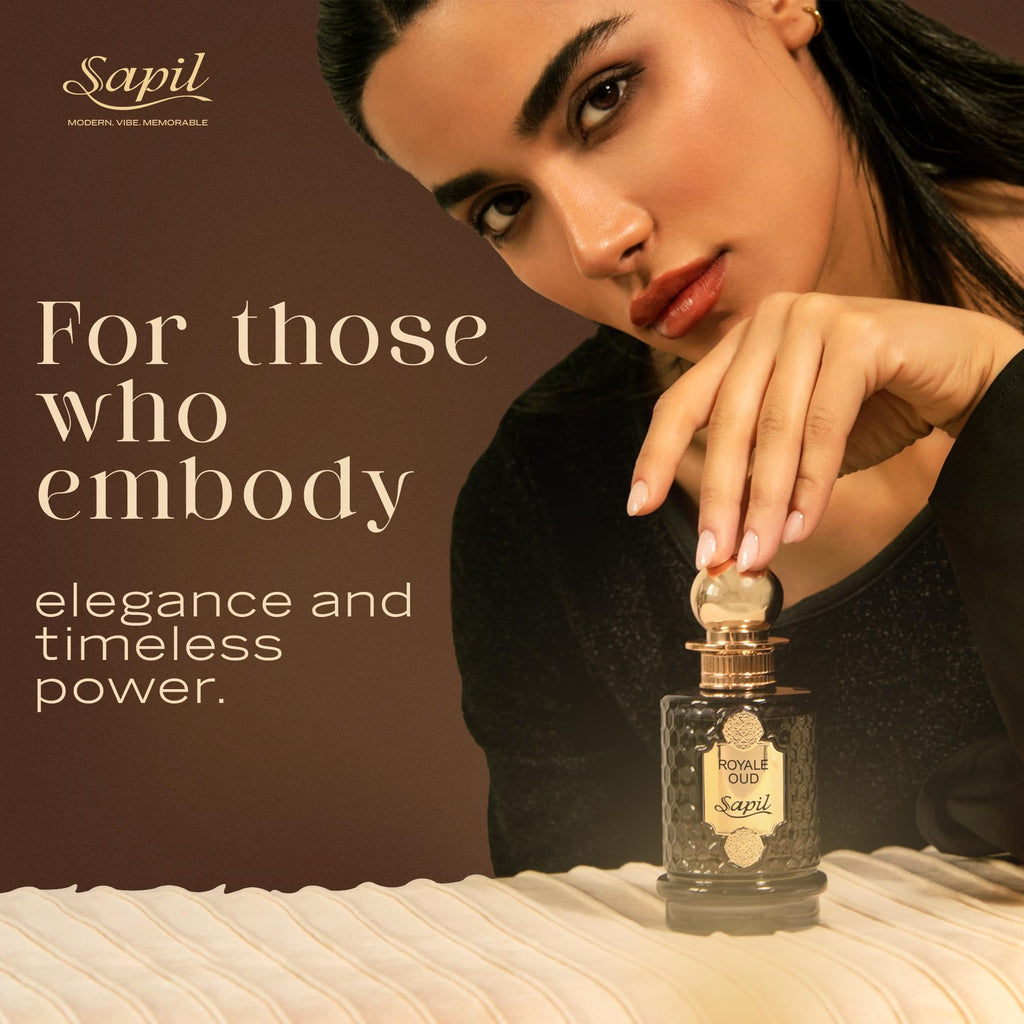 Sapil Royale Oud Eau de Parfum – Long Lasting Unisex Oud Perfume | Saffron, Oud & Patchouli Notes | 3.4 oz / 100 ml