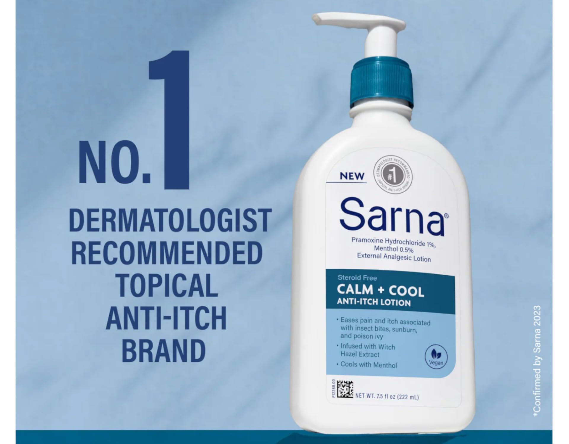Sarna Calm + Cool Anti-Itch Lotion – Steroid-Free, 7.5 Fl. Oz. (Pack of 5)