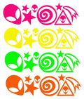 Sasswear Blacklight Body Stickers – 40 Neon Stars for Raves, Festivals & Glow Parties (Alien)