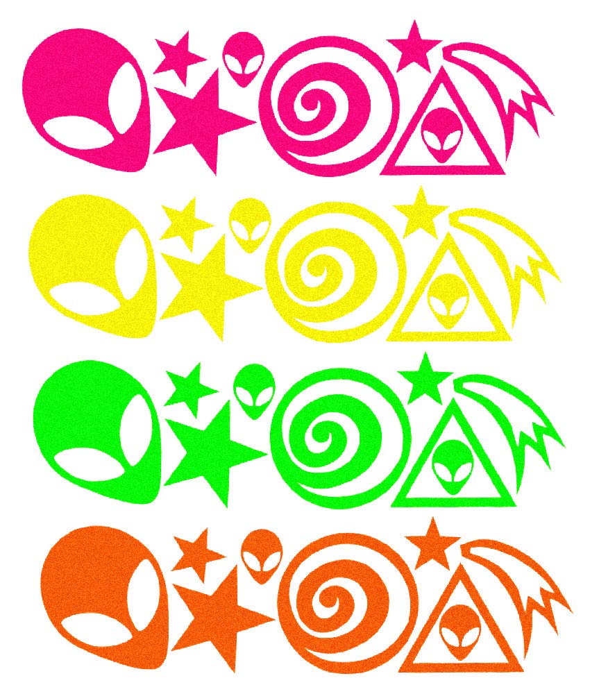 Sasswear Blacklight Body Stickers – 40 Neon Stars for Raves, Festivals & Glow Parties (Alien)
