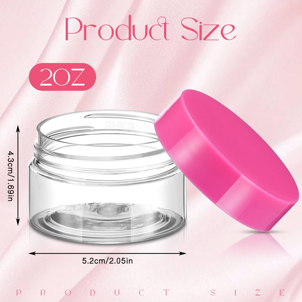 SATINIOR 36-Pack 2oz Plastic Jars with Lids – Wide Mouth, Airtight, Reusable Containers for Lotions, Creams, Ointments, Travel (Pink)