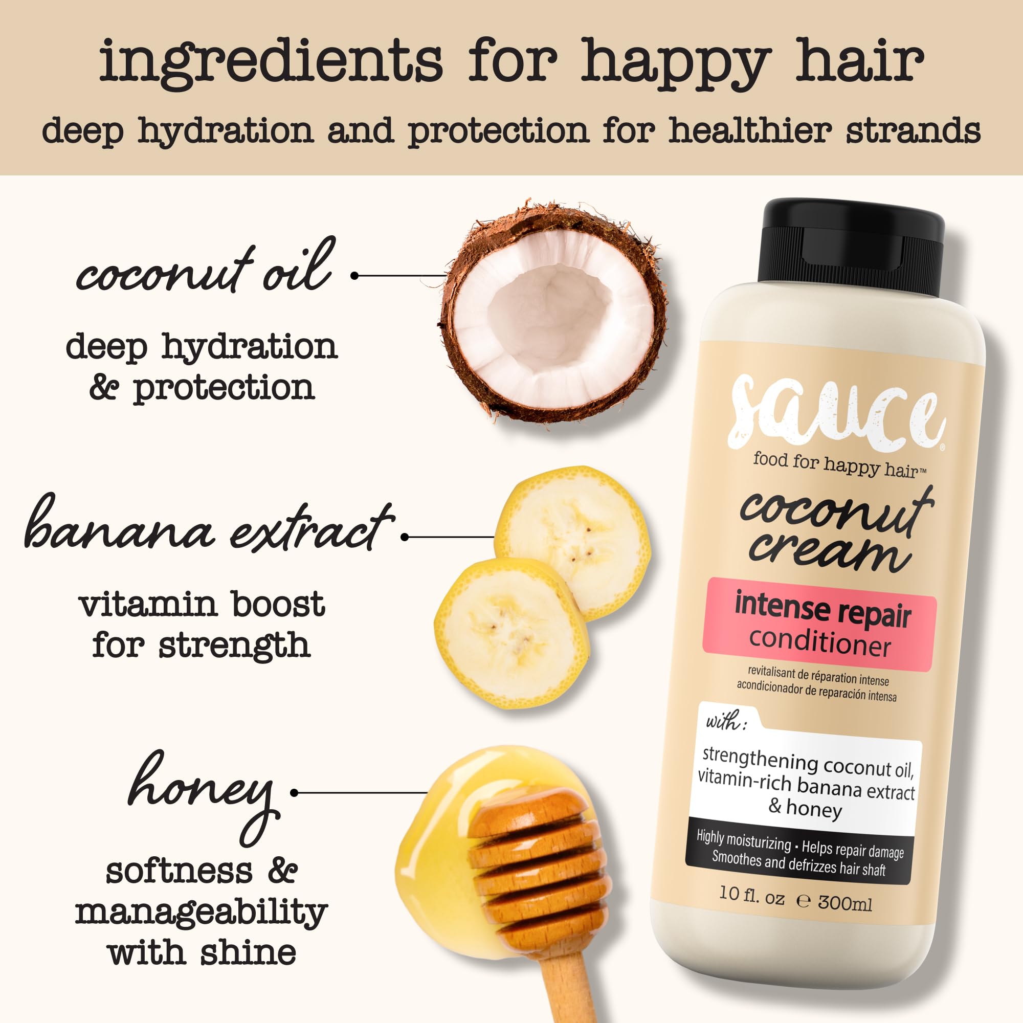 SAUCE BEAUTY Coconut Cream Conditioner – Paraben & Sulfate-Free Hydration for Dry, Frizzy Hair (10 oz)
