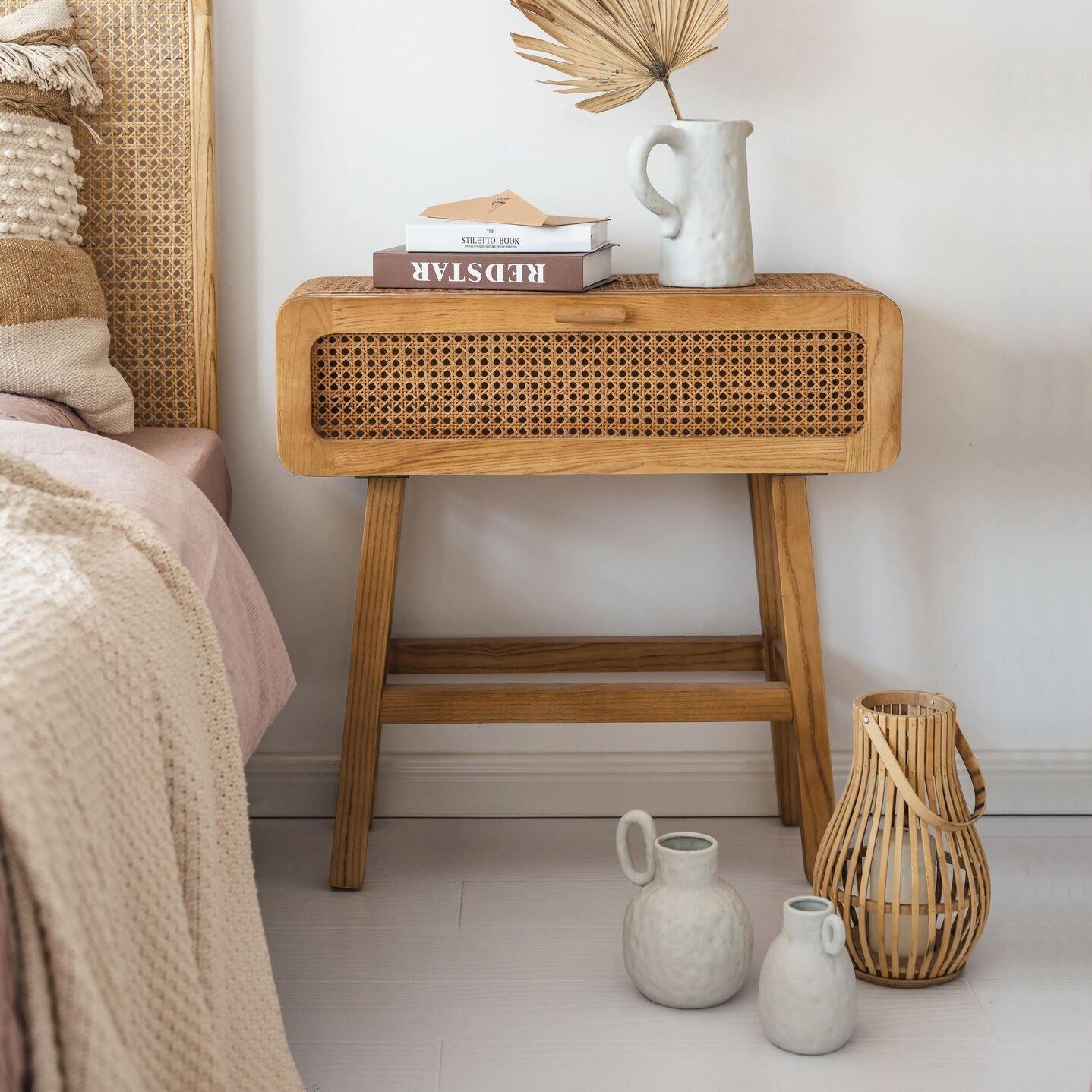Saul Rattan Side Table, Bedside Table