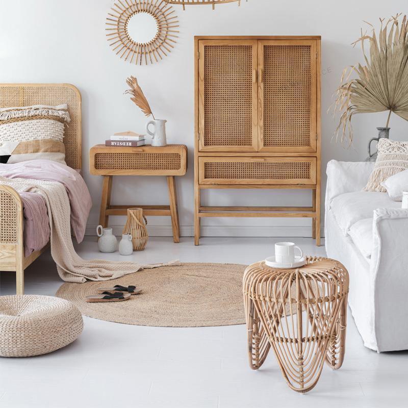 Saul Rattan Side Table, Bedside Table