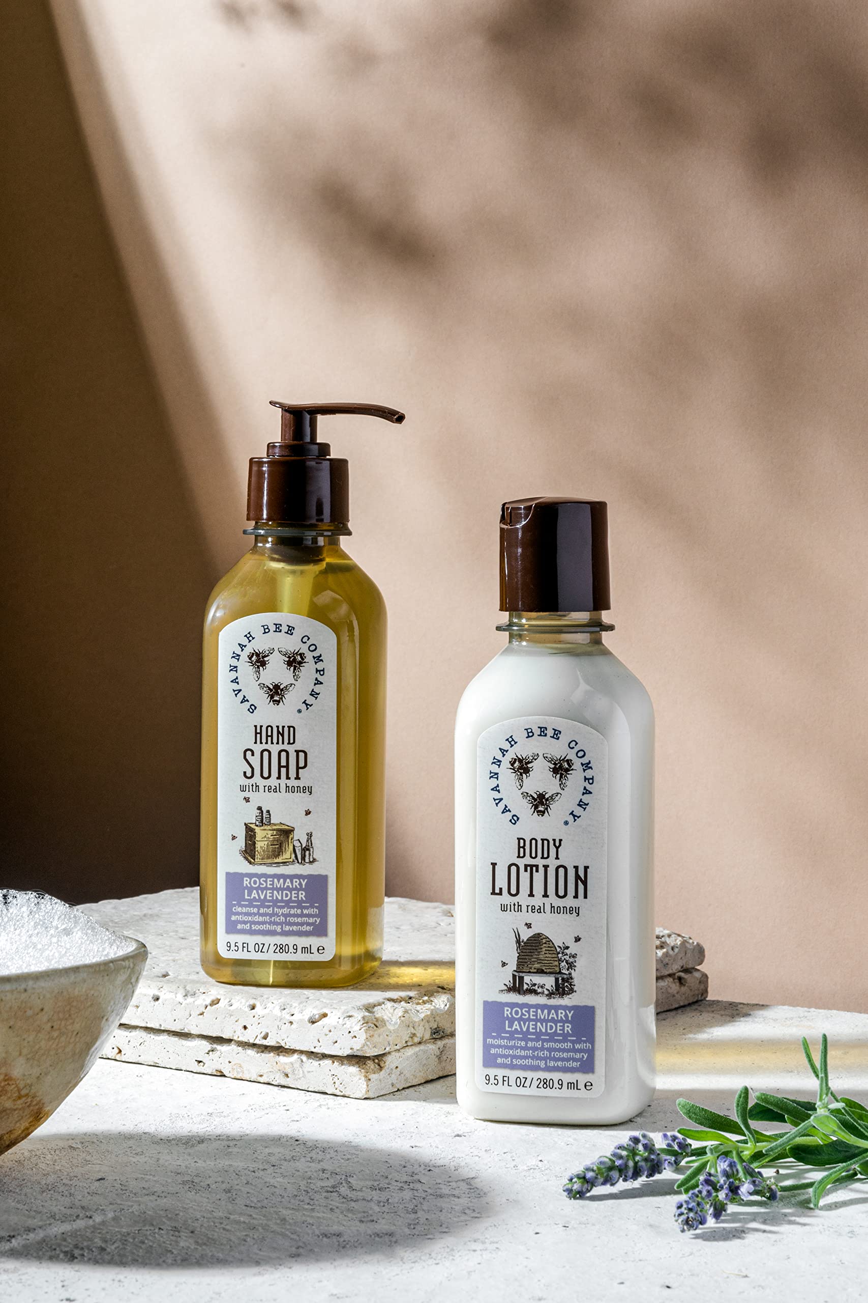 Savannah Bee Company Honey Body Lotion – Rosemary Lavender (9.5 Fl Oz) – All Natural