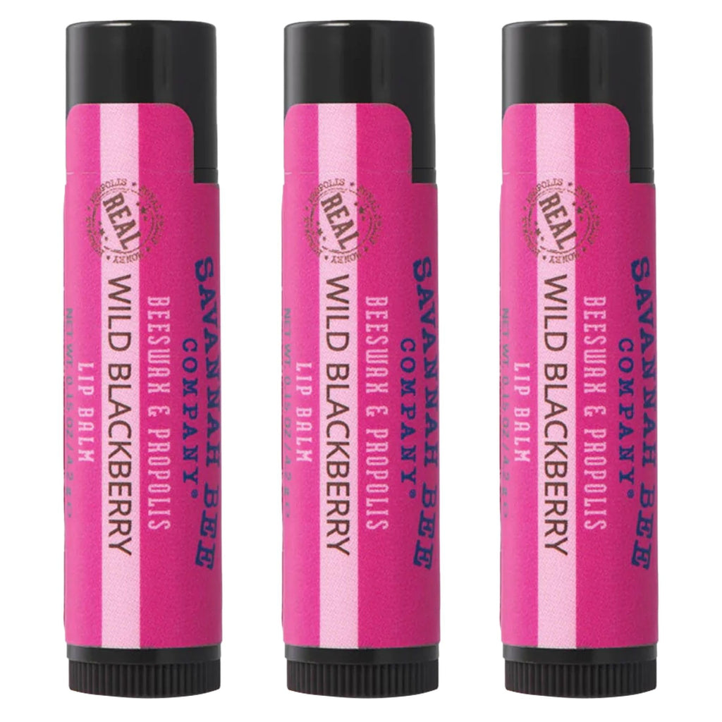 Savannah Bee Company Lip Balm – Silky Smooth Wild Blackberry (3-Pack)