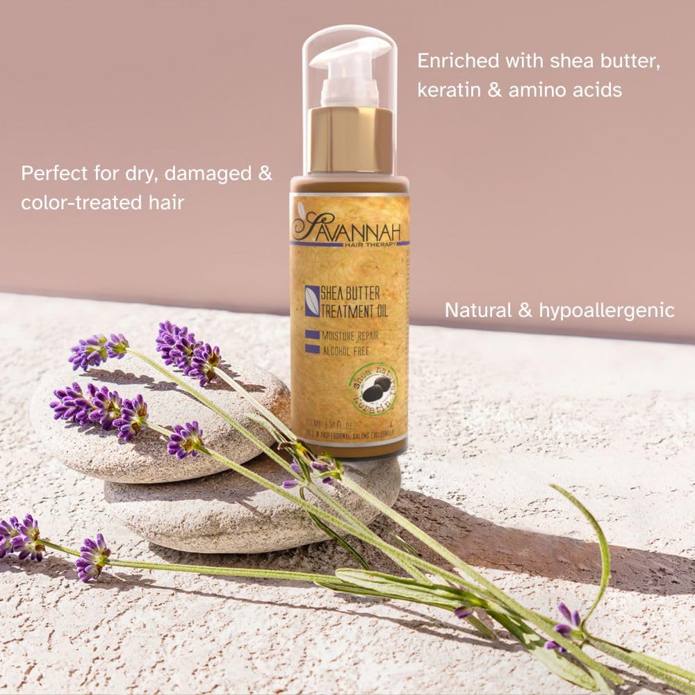 Savannah Hair Therapy Hair Oil with Shea Butter & Keratin – Restore, Revive, Nourish (3.38 fl oz)