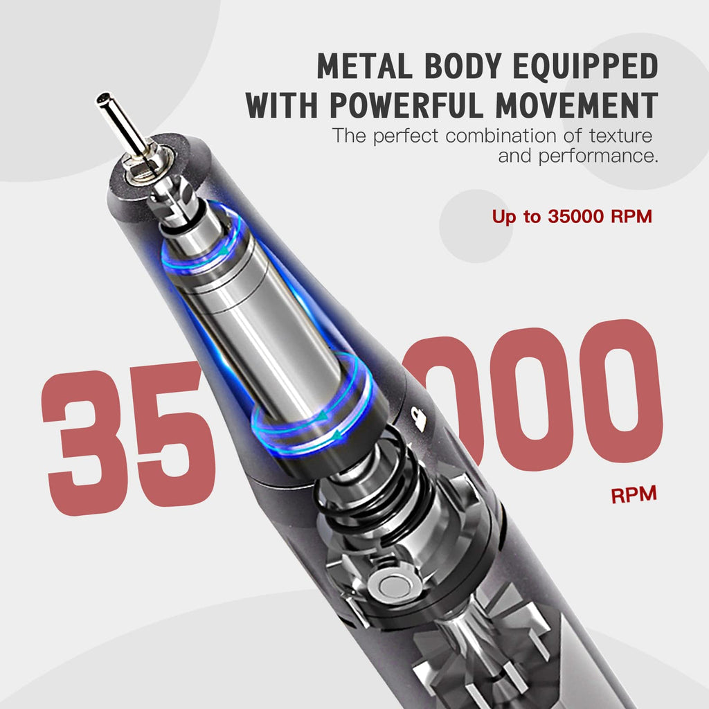 SAVILAND 35000RPM Electric Nail Drill — Rechargeable Nail File with 12 Bits for Pro Salon and Home Use