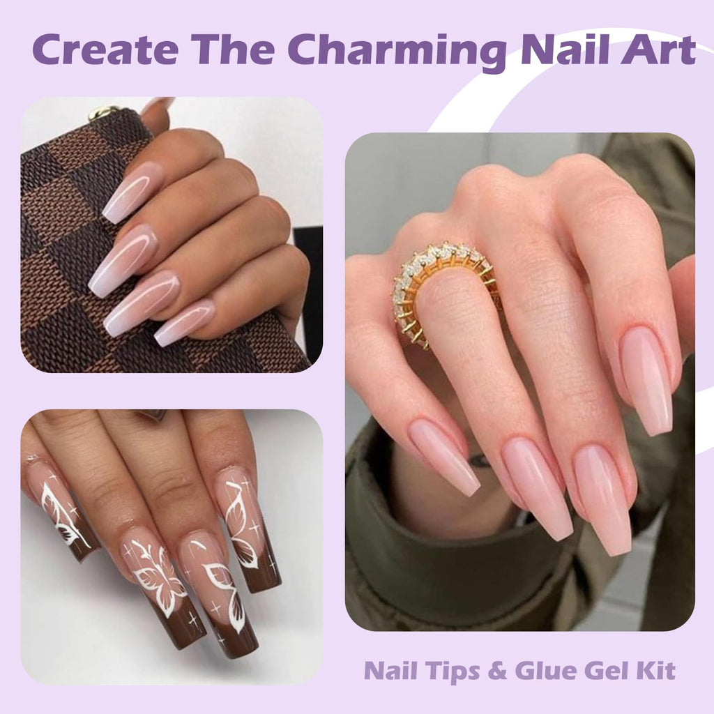 SAVILAND Gel Nail Kit with Drill – All-in-1 Beginner Nail Kit (0.5oz Glue, 500 Tips, Mini Lamp) | At-Home Salon