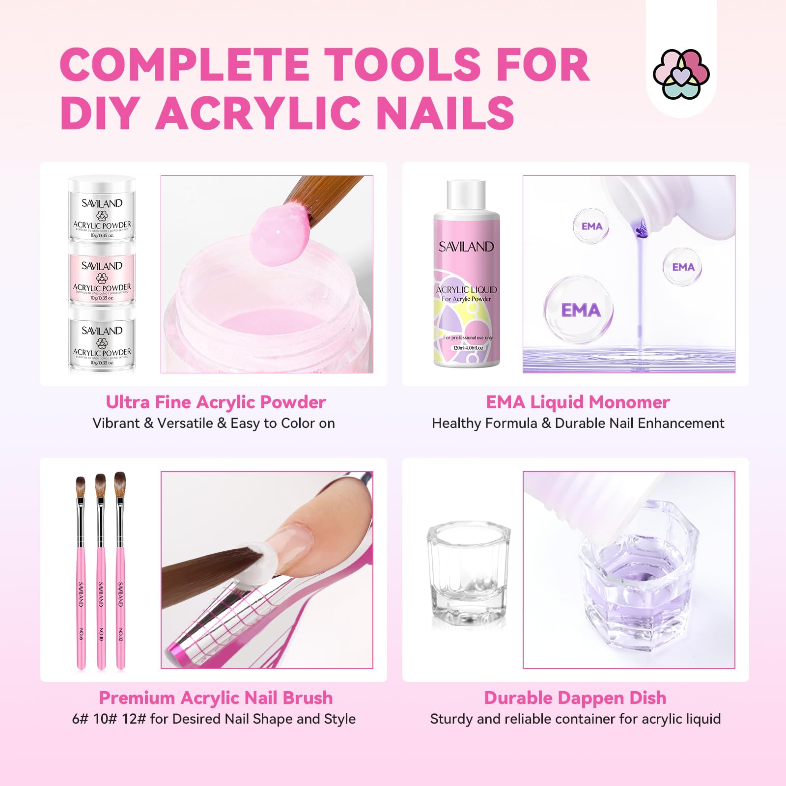 SAVILAND Acrylic Nail Kit with Everything | Beginner DIY Nails Set