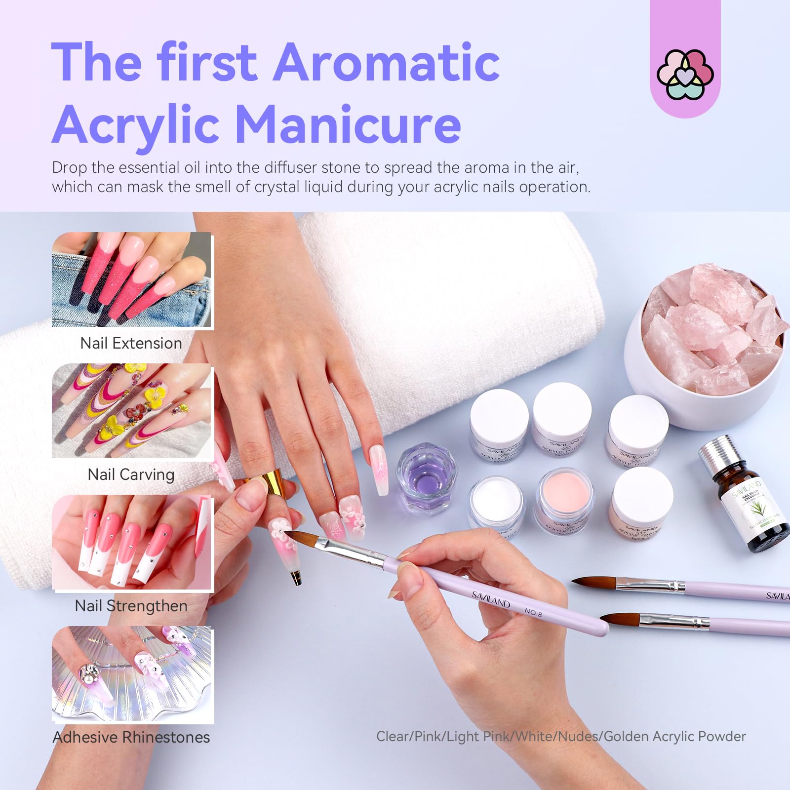 SAVILAND Professional Acrylic Nail Kit with Drill — Beginner Starter Set for Home Manicure