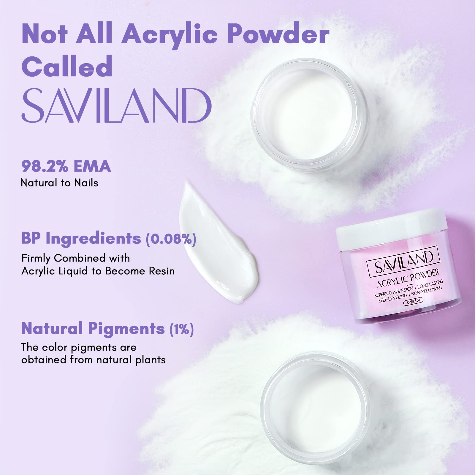SAVILAND Acrylic Nail Kit with Drill – 15g White Pink Clear Powders + 60ml Monomer + 100 Nail Forms & Tools