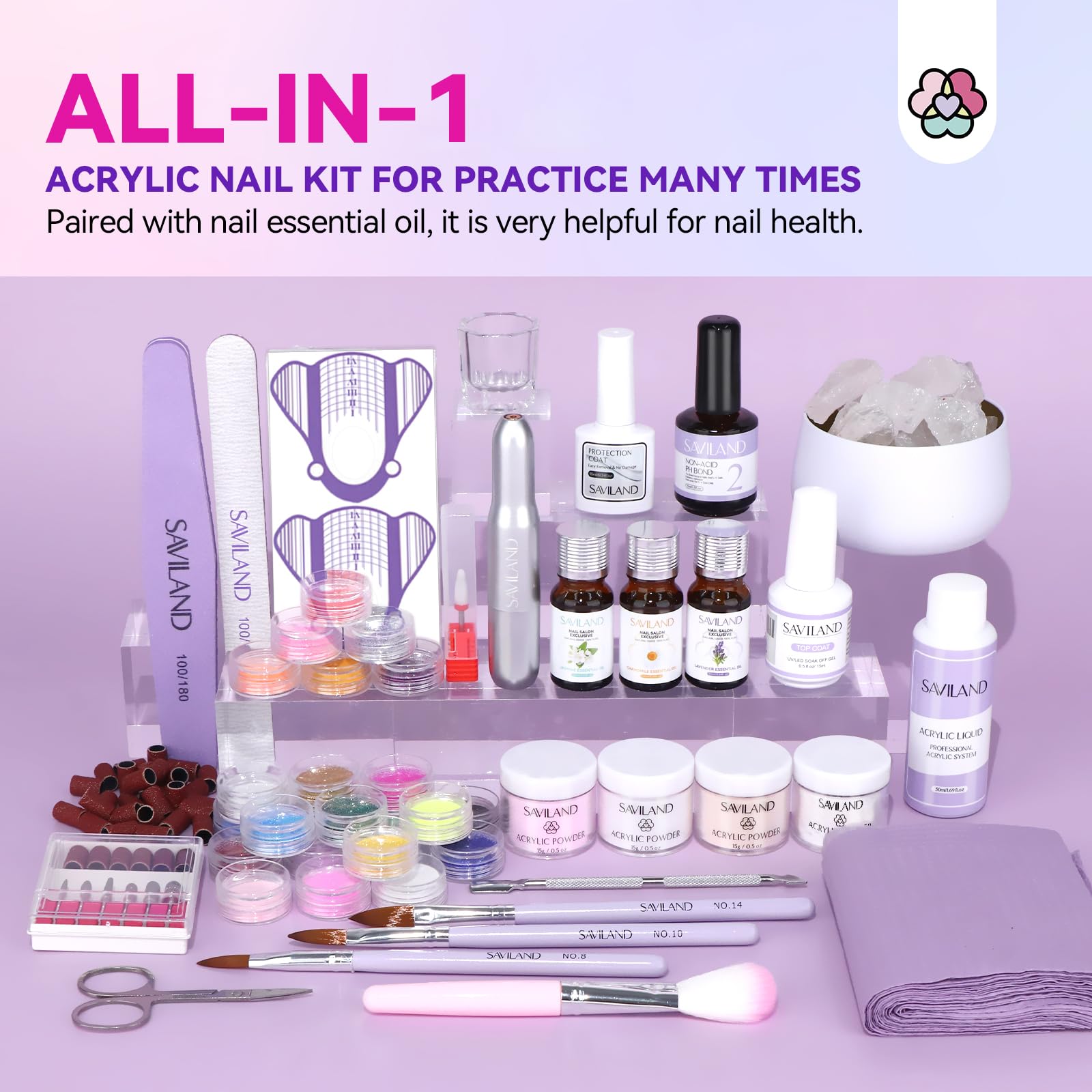 SAVILAND Acrylic Nail Kit with Drill & Essentials | Beginner DIY Salon Quality