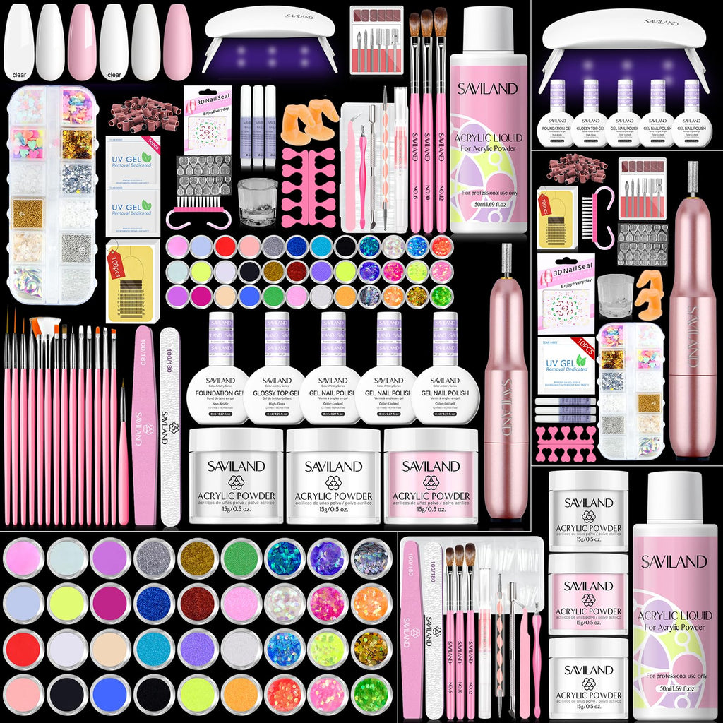SAVILAND Acrylic Nail Kit – Premium All-In-One Starter Set for Easy At-Home Manicures