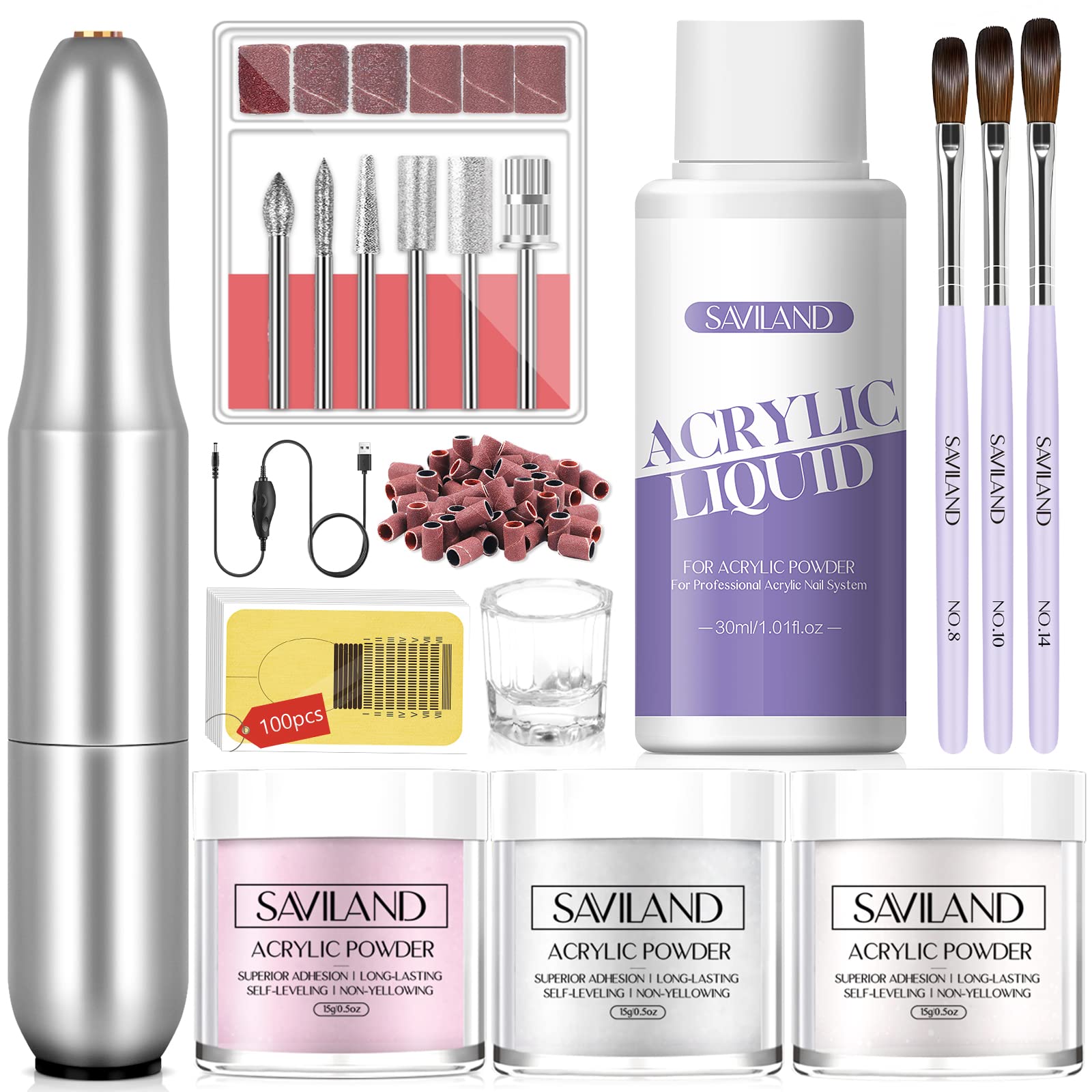 SAVILAND Acrylic Nail Kit with Drill | Beginner Home Salon Set
