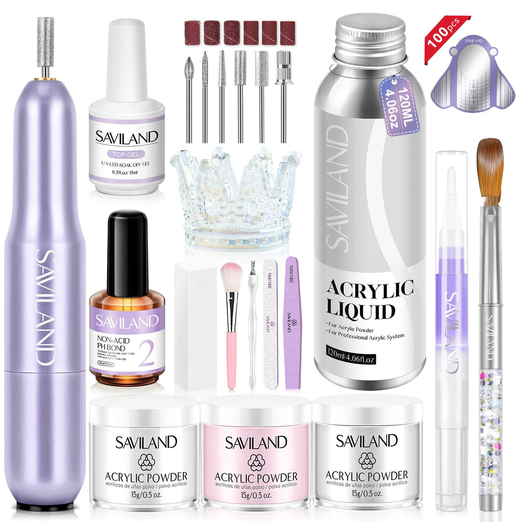 SAVILAND Acrylic Nail Kit with Drill – Professional DIY Salon Set