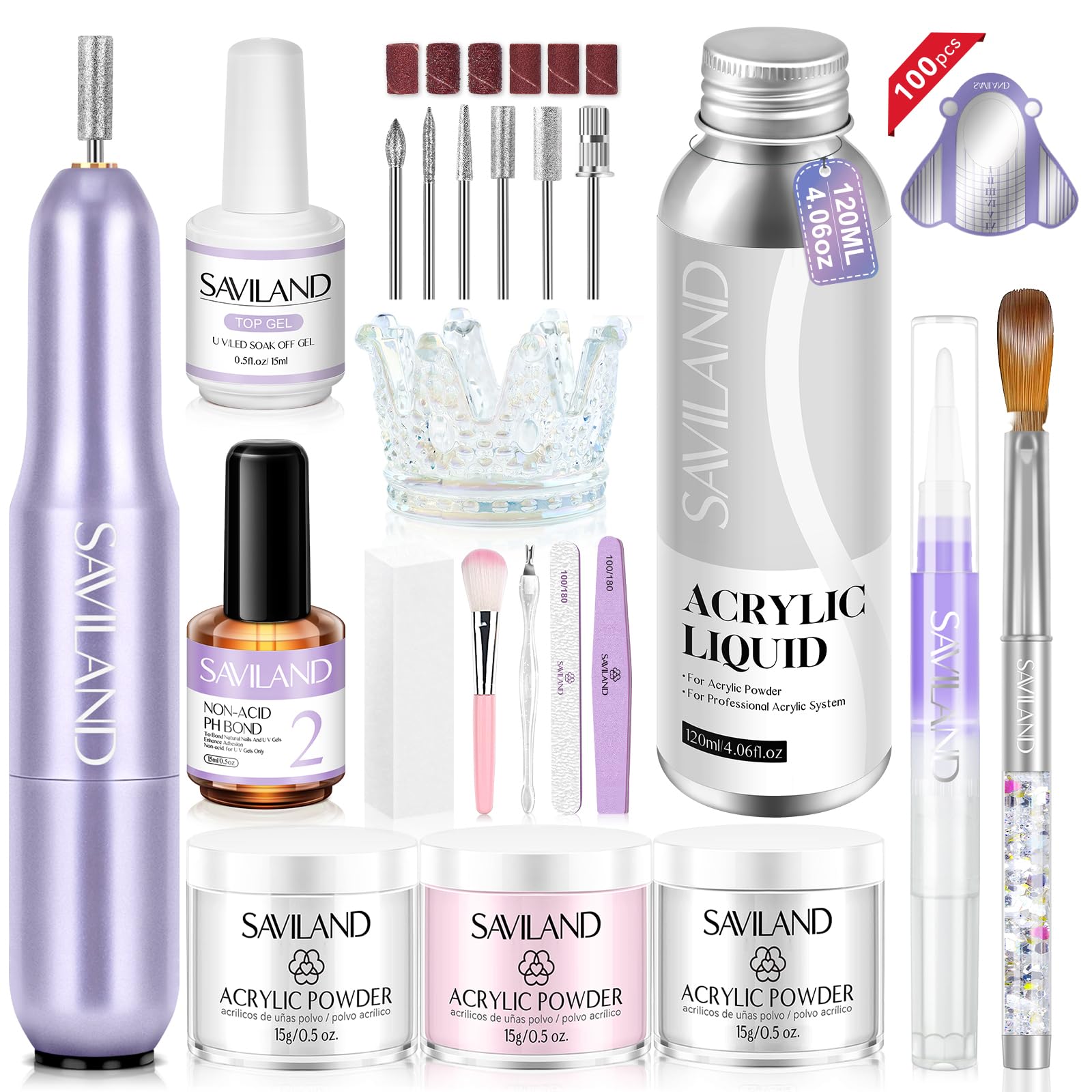 SAVILAND Acrylic Nail Kit with Drill – Professional DIY Salon Set