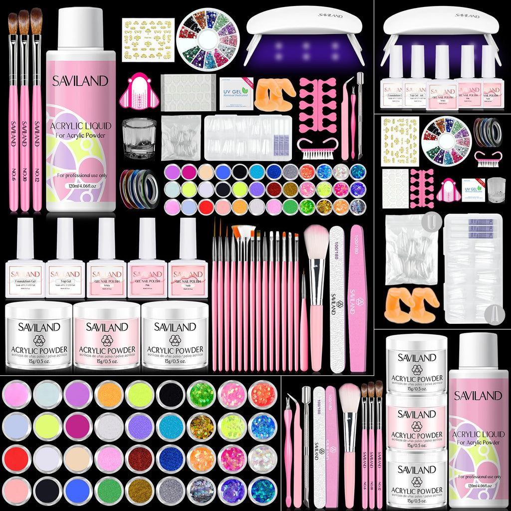 SAVILAND Acrylic Nail Kit with Everything | Beginner DIY Nails Set