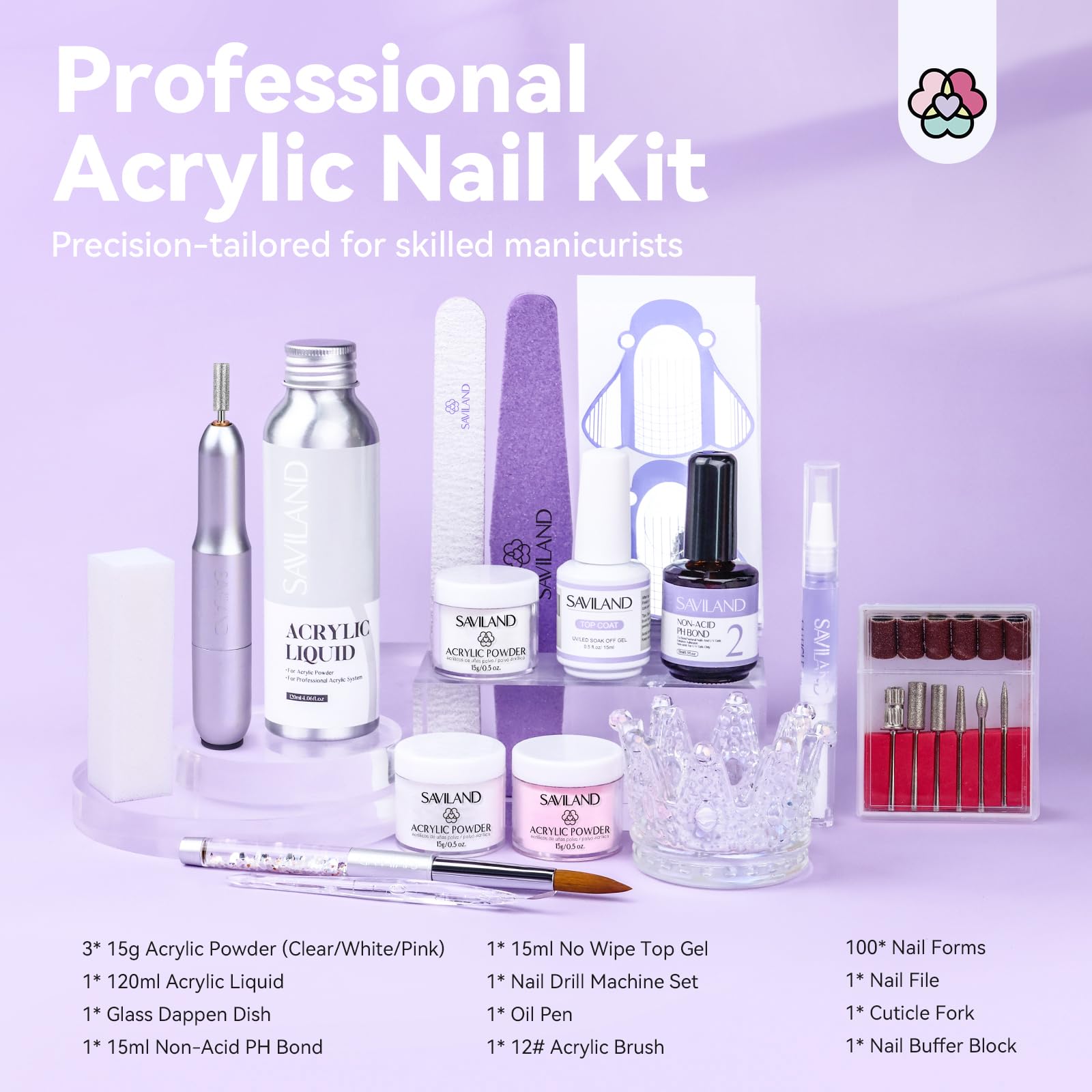 SAVILAND Acrylic Nail Kit with Drill – Professional DIY Salon Set