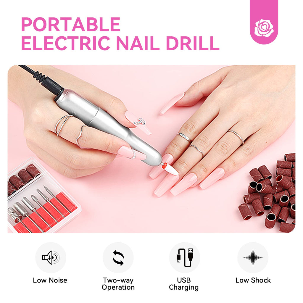 SAVILAND Acrylic Nail Kit with Drill & UV Light – Clear/Pink/White Powders + Black/White/Pink Gel Polish for DIY Nails