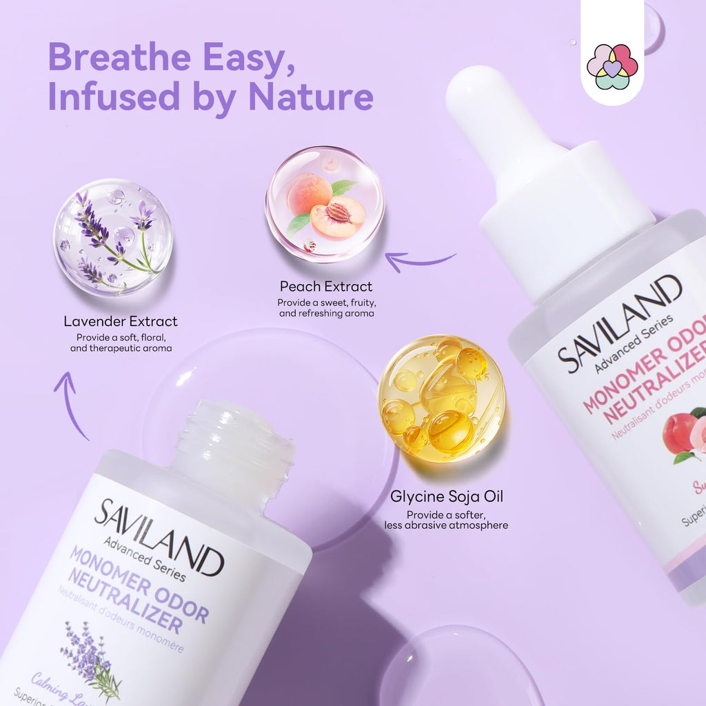 SAVILAND Advanced Monomer Drops 2PCS – Peach Lavender Scent for Odor Purification (1.01 fl oz)