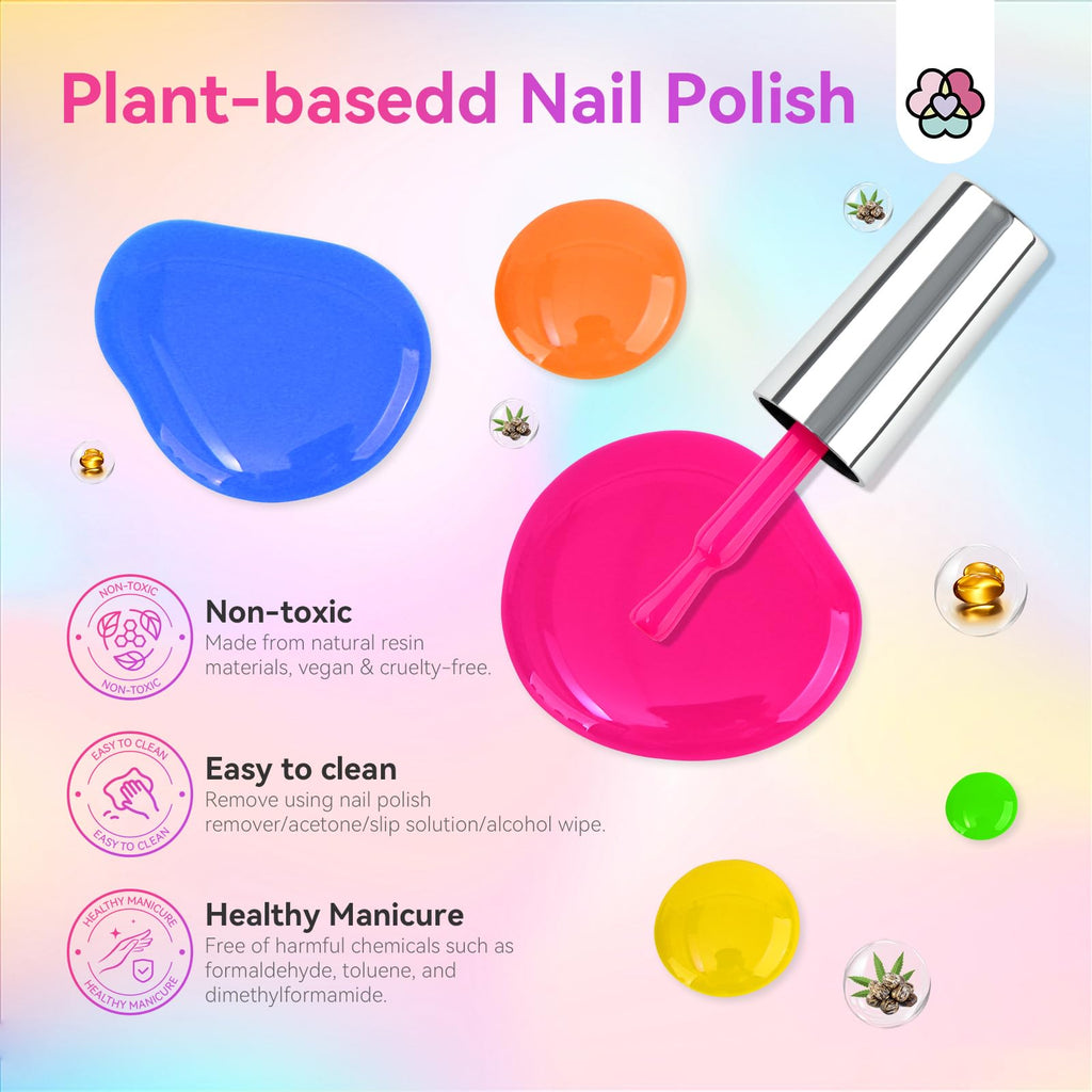 SAVILAND Quick-Dry Nail Polish Set – 12 Neon Green & Pastel Colors with Base & Top Coat