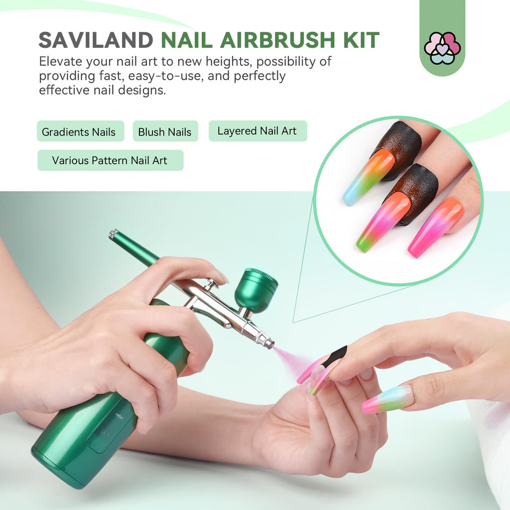 SAVILAND Airbrush for Nails Kit – Cordless Nail Art System for Pro DIY Decor
