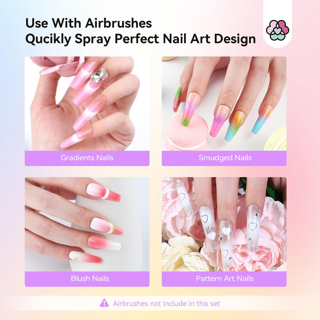 SAVILAND Airbrush Gel Nail Polish Set – Hema-Free, 30ml, No-Dilution, 12 Colors for Nail Art