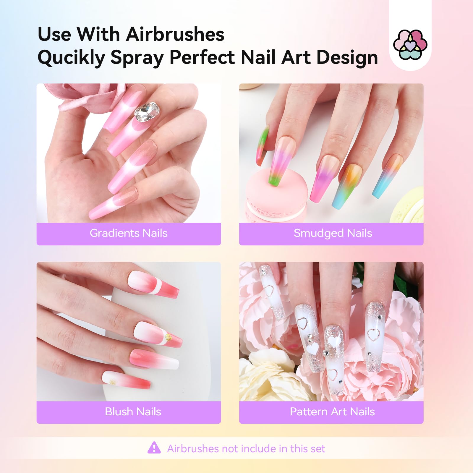 SAVILAND Airbrush Gel Nail Polish Set – Hema-Free, 30ml, No-Dilution, 12 Colors for Nail Art