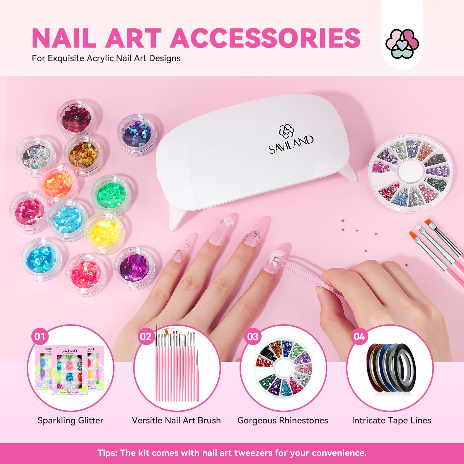 SAVILAND Acrylic Nail Kit with Everything for Beginners | Home Salon DIY Set