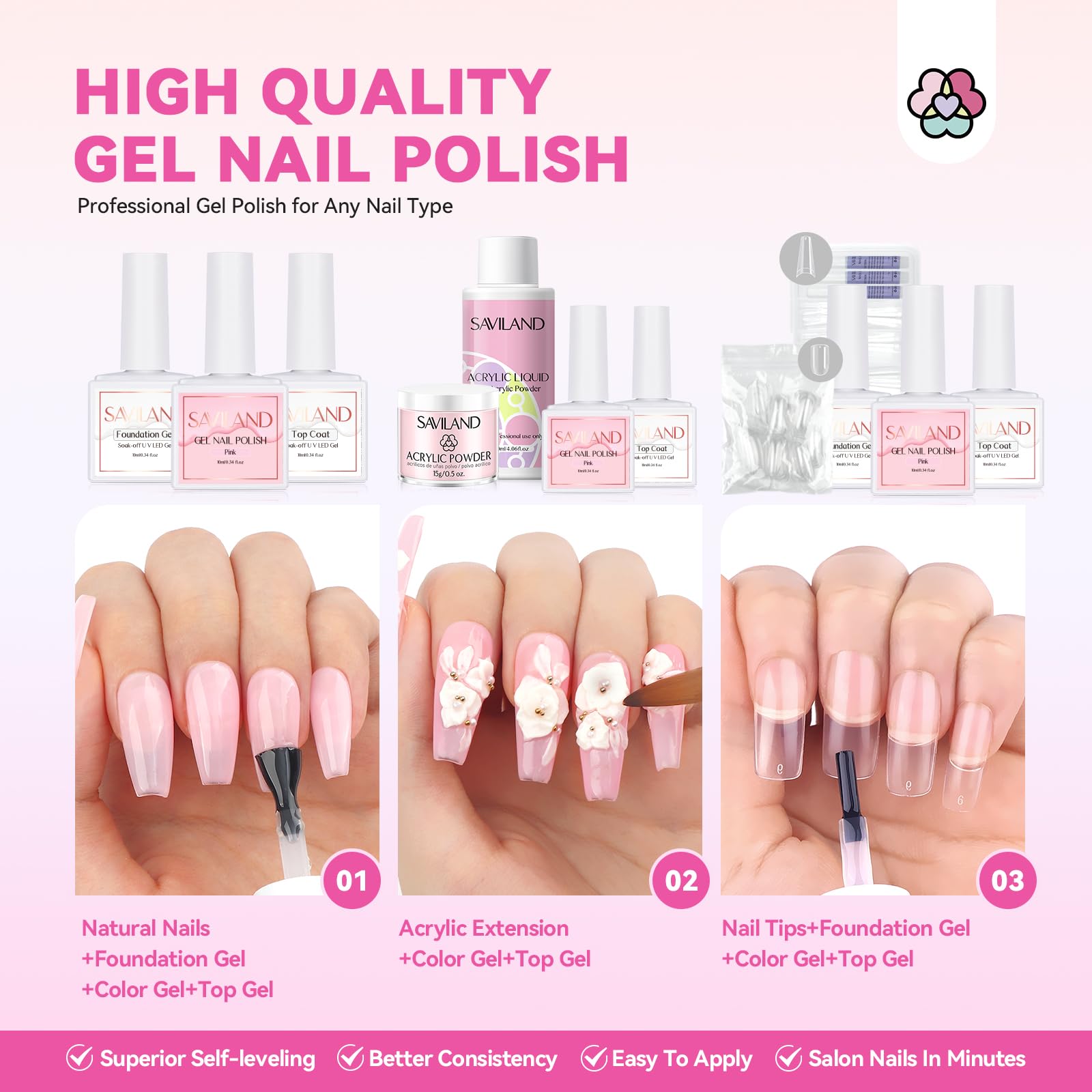 SAVILAND Acrylic Nail Kit with Everything for Beginners | Home Salon DIY Set