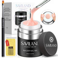 SAVILAND Builder Nail Gel Kit – Nude Pink 30ml, Air Cushion Bottle, 100 Forms & Brushes