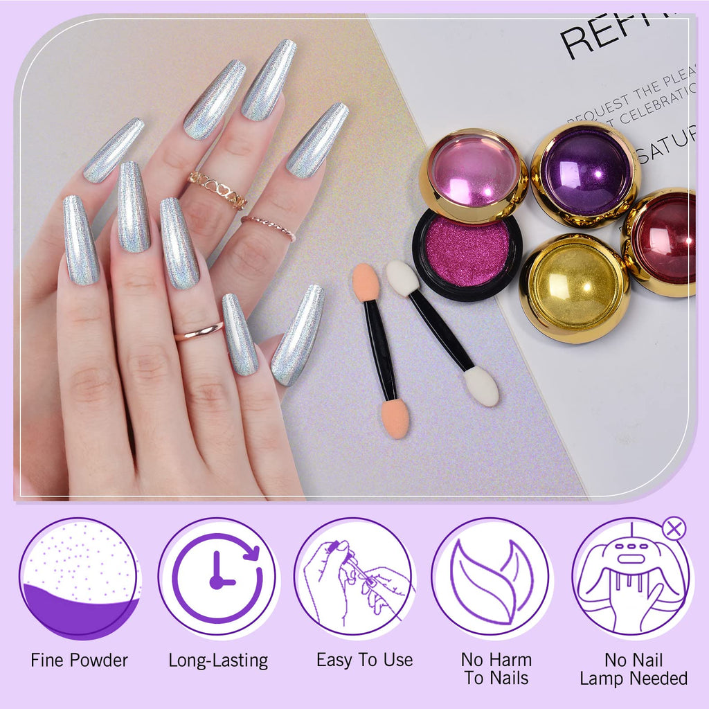 SAVILAND Chrome Nail Powder Set: 24 Metallic Colors for Gel, Acrylic & Nail Art