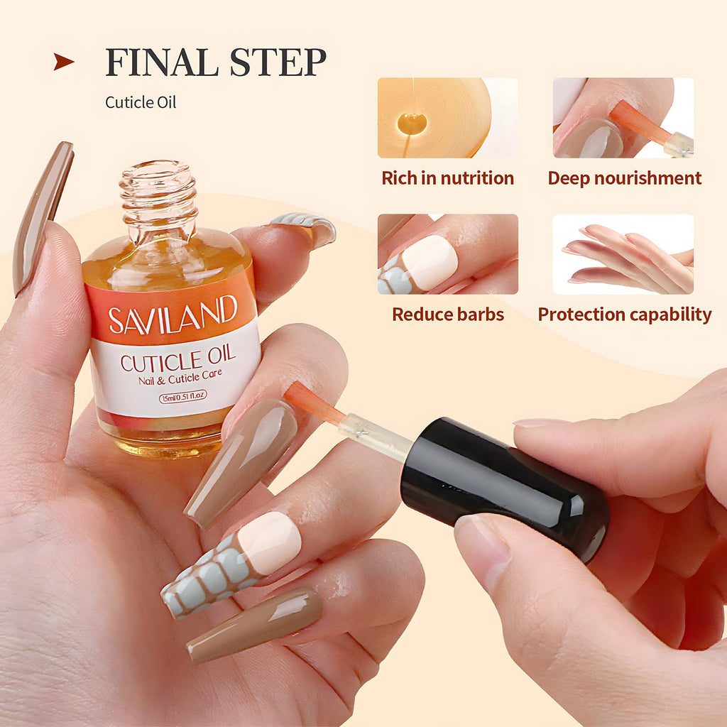 SAVILAND 15ML Nail Dehydrator & Primer with Cuticle Oil – 16 PCS Natural Acid-Free Nail Prep Kit for Gel & Acrylic Nails